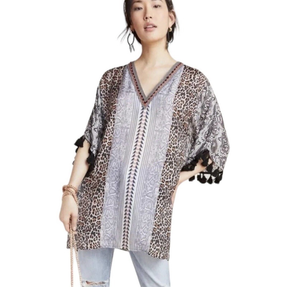 Anthropologie Conditions Apply Luca Tasseled Tunic Womens Plus Size 1X NWT $130 - Picture 2 of 16